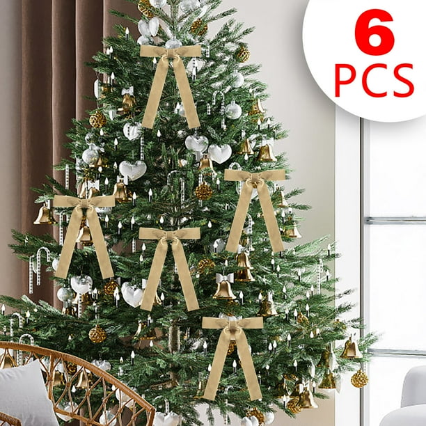 6 Lazos de Terciopelo para Árbol de Navidad | Elegantes Lazos para Coronas y Regalos | Terciopelo Suave | Diseño Fácil de Atar para Decoración Navideña