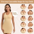 thumbnail image 5 of MANIFIQUE Shapewear Slip Dress with Built in Bra for Women V-Neck Halter Tummy Control Full Slips Convertible straps, 5 of 7