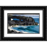 Georgia O'Keeffe 2x Matted 24x18 Black Ornate Framed Art Print 'Black Lava Bridge, Hana Coast-No. II'