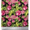 thumbnail image 1 of Soimoi Cotton Duck Fabric Parrot,Leaves & Lotus Floral Print Fabric by Yard 56 Inch Wide, 1 of 1