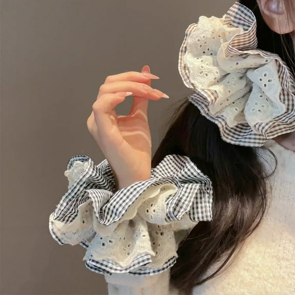 2 Pcs Extra Large Scrunchies for Women Large LatticeScrunchie Satin Oversized Silk Thick Elastic Hair Ties Jumbo Hair Scrunchies for Buns, Sleep & Ponytail