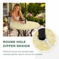 thumbnail image 4 of Round Outdoor Tablecloth with Umbrella Hole and Zipper, Botanical Rose Tablecloth with Elastic Waterproof, Vintage Yellow Floral Leaf Summer Farmhouse Patio Table Covers for 55" - 60" Pool Tables, 4 of 9