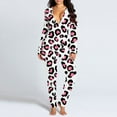 thumbnail image 4 of BONIXOOM Matching Christmas Pajamas Christmas Pajamas For Women Loungewear Button Short Sleeve Printed Jumpsuit Pink L, 4 of 5