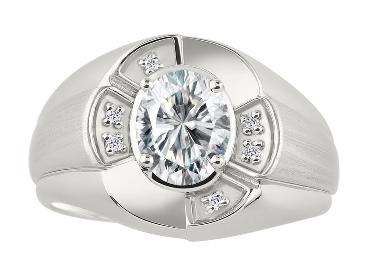 April Birthstone RYLOS Simply Elegant Beautiful White Topaz & Diamond Ring 