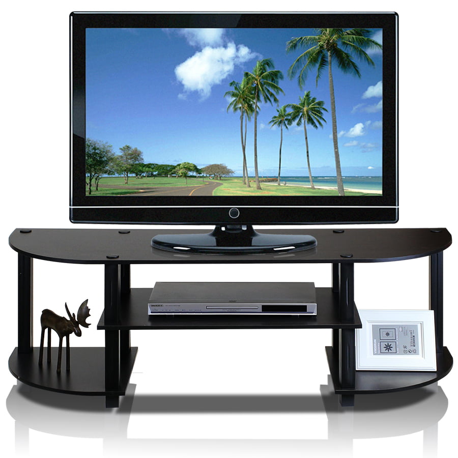Black/Grey Furinno 11257BK/GY Turn-N-Tube No Tools Entertainment TV Stands 