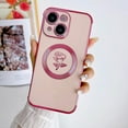 thumbnail image 4 of for iPhone 15 Magnetic Case Compatible with MagSafe Cute Rose Flower Phone Case for Women Girls Luxury Plating Camera Lens Full Cover Protect Soft Silicone Shockproof Cover 6.1 inch (Pink), 4 of 8
