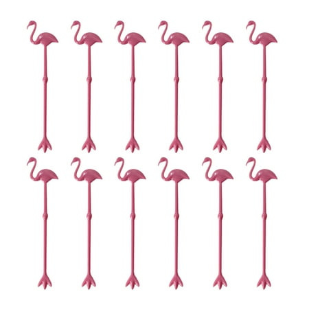 

12pcs Flamingo Design Stirring Rod Drink Muddler Disposable Beverage Stirrer Plastic Swizzle Sticks Blender Hawaiian Party Mixing Stick (Pink)
