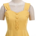 thumbnail image 3 of MOJOGO Dress for Women Square Neck Fit And Flare Midi Dress Sleeveless Wide Strap Swing Dresses Flowy Vintage Vacation Outfits Yellow L, 3 of 7