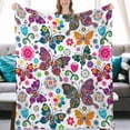 thumbnail image 2 of Yibo Butterfly Blanket Flannel Soft and Comfortable Anti-static Bed Sofa Blanket, 2 of 7