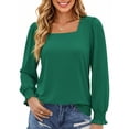 thumbnail image 3 of UVN Blouses for Women Square Neck Long Sleeve Shirts Dressy Casual Tunic Tops, 3 of 11
