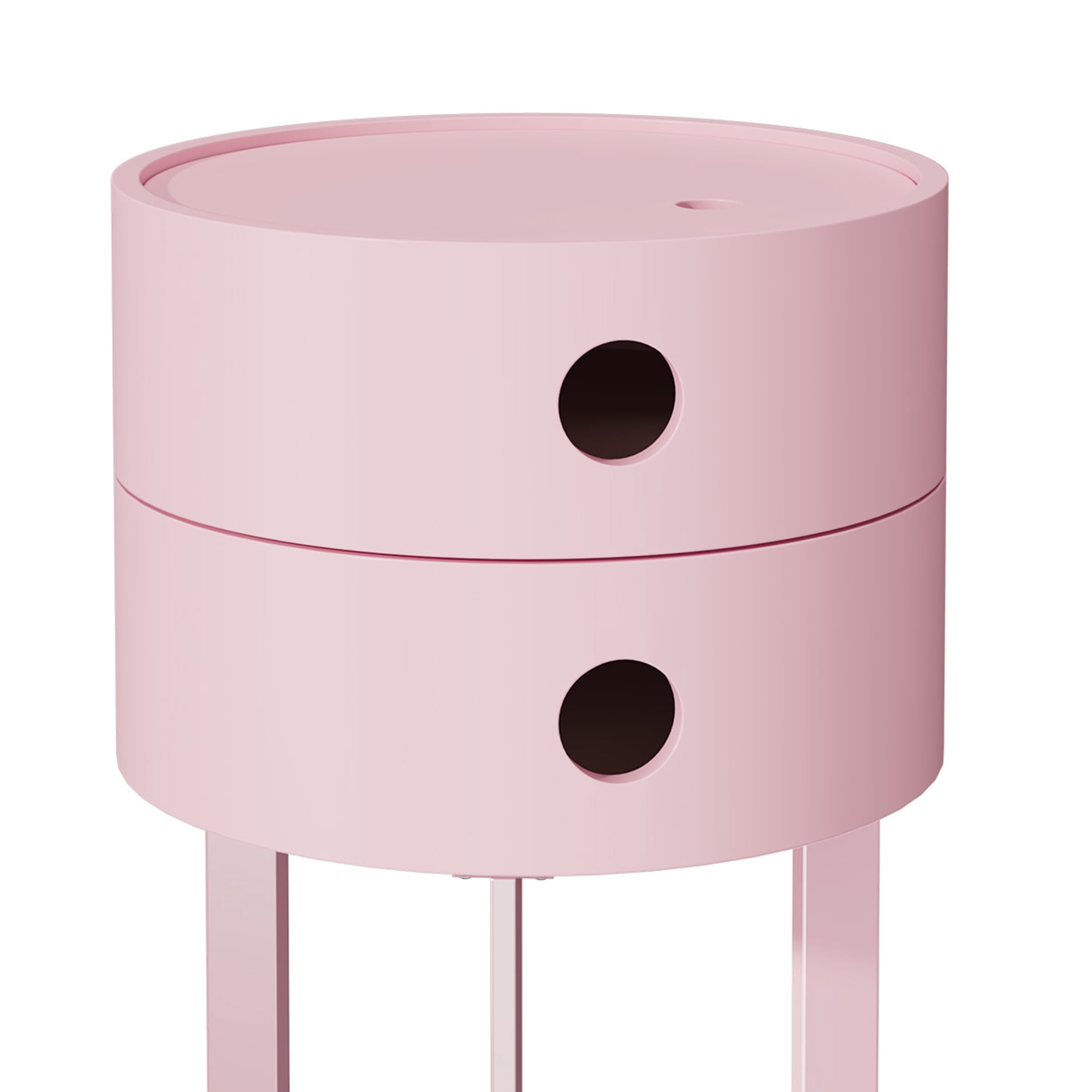 HLR Modern Round Nightstand Set of 2 with Drawer, 2-Tier End Table for Living Room, Bedroom, Pink