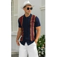 thumbnail image 4 of Iceglad Mens Polo Shirts Vintage Striped Knitting Short Sleeves Button Down Golf Shirts, 4 of 10