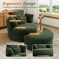 thumbnail image 3 of FFH 42" Oversized Swivel Accent Chair with Storage Ottoman, Comfy Chenille Armchair for Living Room, 360-Degree Swivel Barrel Chair, Metal Base, Green, 3 of 13