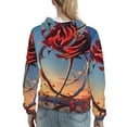 thumbnail image 7 of Honeii Sunset Rose Elegance Pattern Womens Oversized Hoodies Long Sleeve Sweatshirts Pullover Fall Outfits with Pocket-, 7 of 7