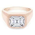 thumbnail image 3 of 3 1/4 Carat 10x8MM Emerald Cut Lab Created Moissanite Diamond Signet Wedding Band Ring For Men In 14K Rose Gold Over Sterling Silver (G-H Color,VVS1 Clarity,3.25 Ctw)-13.5, 3 of 7