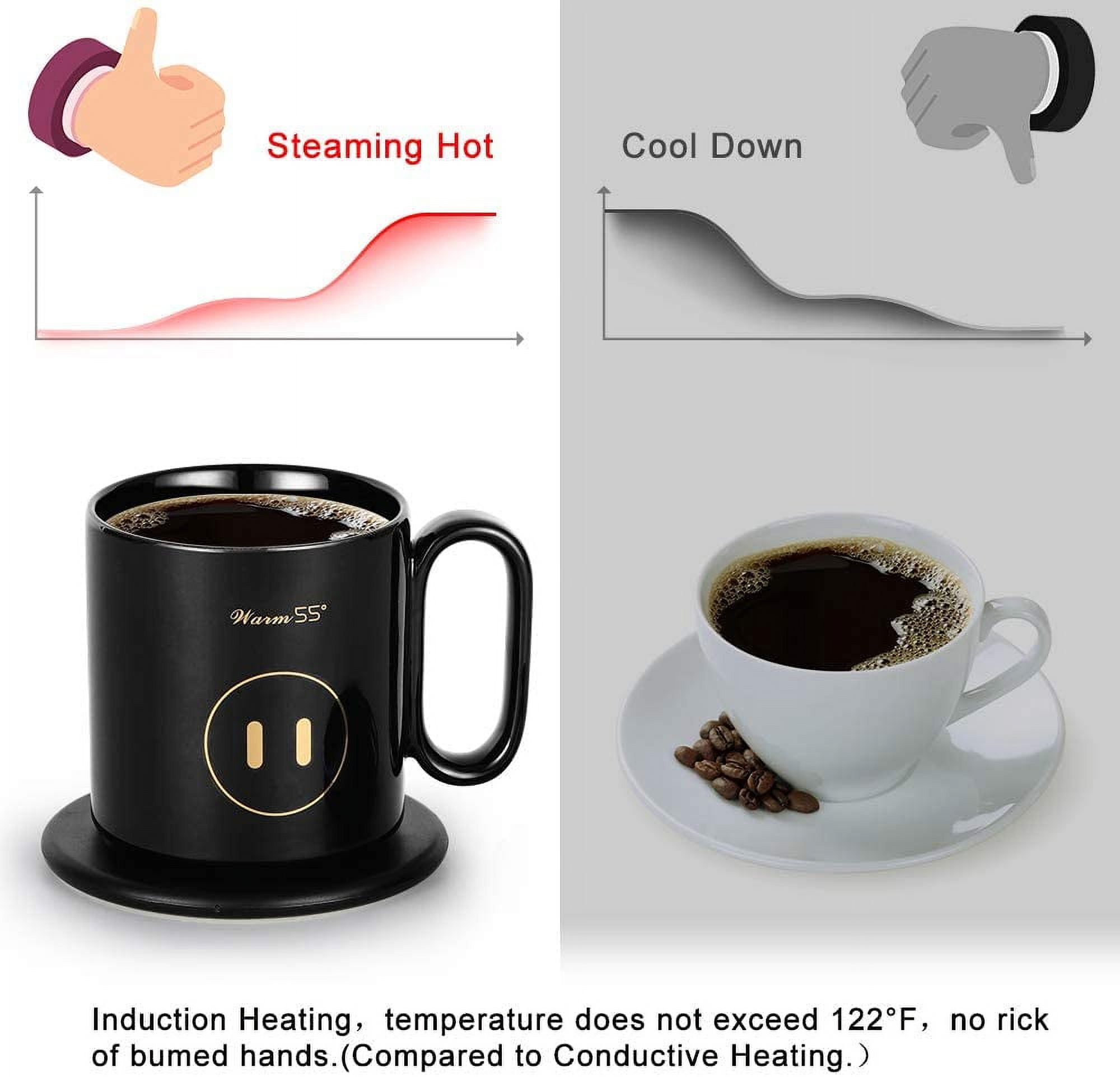 Coffee Mug Warmer,350ml Smart Coffee Mug with Cordless Phone Charge  Function, Coffee Mug Warmer for Office Home Desk Use.(US)
