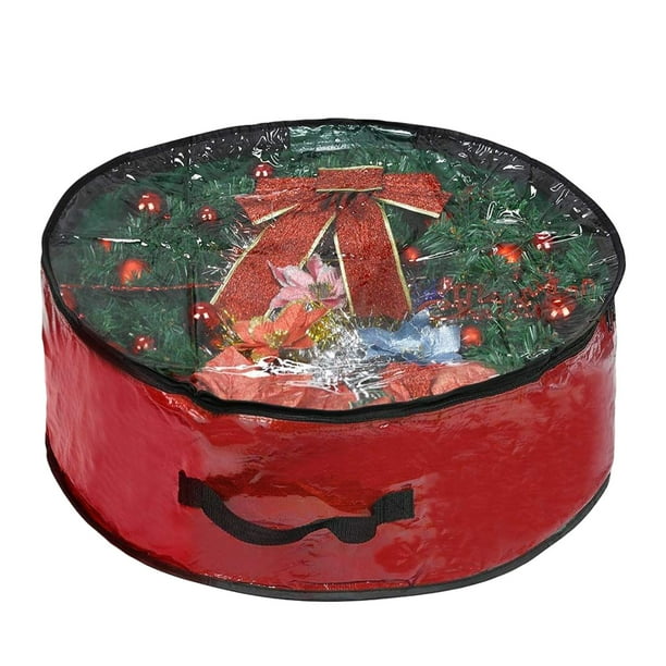 Bolsa de Almacenamiento de Corona de Navidad - Galan Holiday Transparent Window Container - Contenedores de Almacenamiento de Navidad de Tela Resistente a las Lágrimas