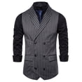 thumbnail image 2 of Yaoyar Mens Waistcoat Stripe Plaid Formal Suit Vest Casual Double Breasted Sleeveless Business Formal Vest, 2 of 3