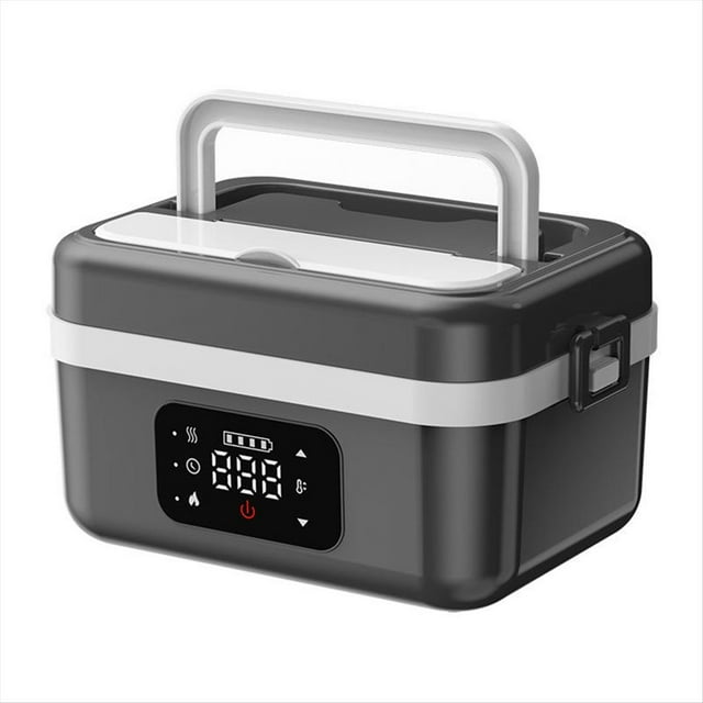 Fiambrera Eléctrica Inalámbrica con Aislamiento Térmico de 60 W, 1 L, de Acero Inoxidable, Calentador de Alimentos A