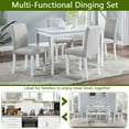 thumbnail image 3 of UHOMEPRO 5 Piece Dining Table Set, Modern Dining Table Sets with Rectangular Table and 4 Fabric Upholstered Chairs, Dining Set for Kitchen and Dining Room, White, 3 of 11