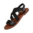 thumbnail image 3 of Sandals With Back Strap, Women's Flat Sandals, Women Flat Sandals, Strap Sandals, Women's Elastic Flat Sandals - Comfort Open Toe Elastic Ankle Strap Slip On Casual Walking Summer Shoes, Black 6.5, 3 of 7