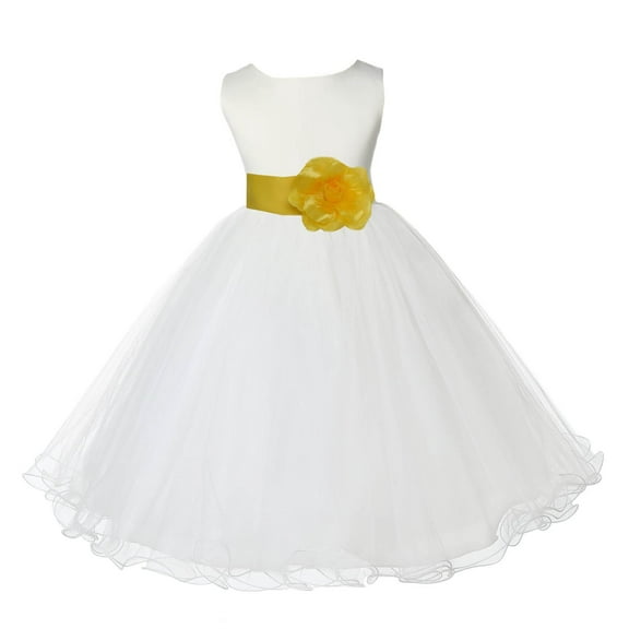 Ekidsbridal Satin Ivory Sunbeam Tulle Rattail Flower Girl Dress for Baptism Wedding Mini Bridal Gown 829T 2
