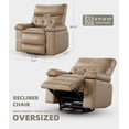 thumbnail image 2 of Oversized Swivel Recliner Chair with 360° Rotation & Rocking Function, Manual Reclining Lounge Chair with Heat and Massage, PU Leather Seat for Living Room, Bedroom & Nursery, Retro Brown, Khaki, Grey, 2 of 8