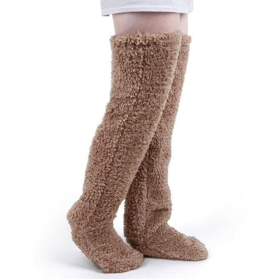 Long Thigh High Socks Over Knee Fuzzy Socks Sleeping Socks Plush Leg Warmers Slipper Stockings for Bedroom Women Winter Girl Kid Lady