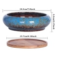 thumbnail image 2 of Succulent Pots - 7.3 Inch Large Plant Pot, Ceramic Bonsai Pot with Drainage Tray Shallow Planters for Indoor Succulents Glazed Cactus Flower Plant Container, 2 of 2