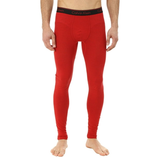 calvin klein classic fit stretch base layer striped pant red large l -  