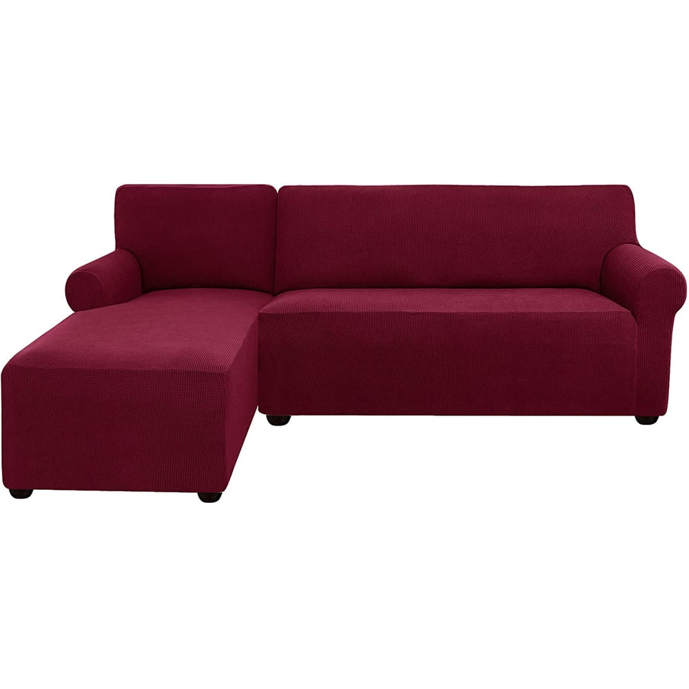 Subrtex Stretch 2Piece Textured Grid LShaped Sectional Sofa Slipcover