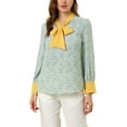 thumbnail image 1 of INSPIRE CHIC Blouse à Manches Longues Boho à Imprimé Floral pour Femme avec Nœud, Col en V, 1 of 5