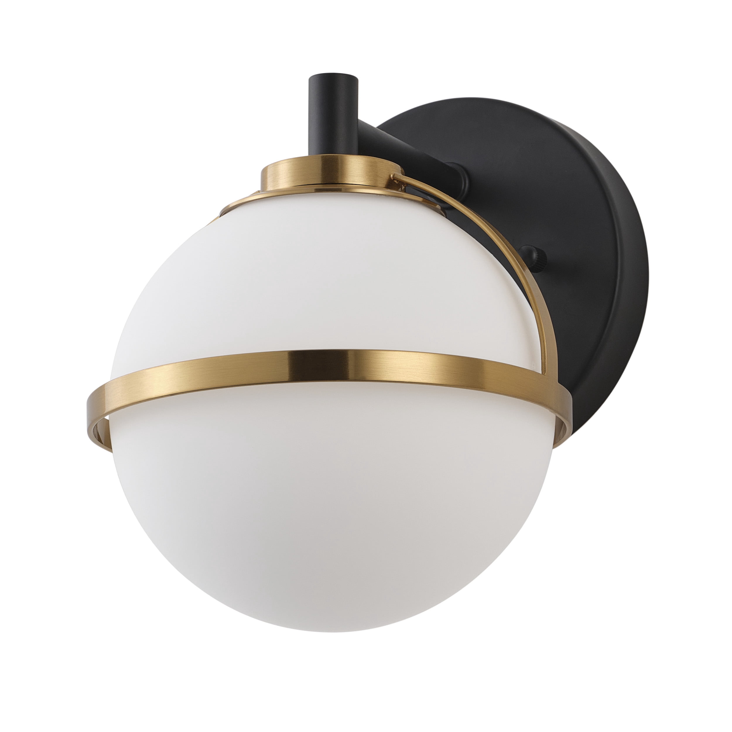 Modern Globe Wall Sconce with Frosted Glass Shade,  Black & Brass Bathroom Vanity Light for Hallway, Bedroom,, Porch (E12 Base,)