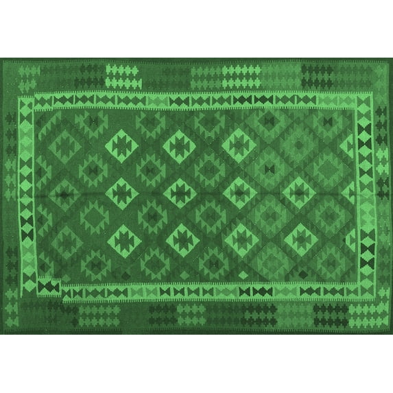 Ahgly Company Indoor Rectangle Oriental Emerald Green Traditional Area Rugs, 8' x 12'