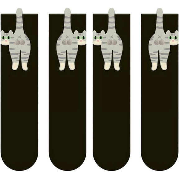 2 Pairs Cute Cat Socks with Balls, Women's Cat Socks, Cotton Novelty Funny Animal Cats Crew Sock Gifts for Women Cats Lovers