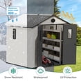 thumbnail image 6 of INTER HUT 8 x 6 FT Resin Outdoor Storage Shed, Large Waterproof Resin Outdoor Sheds with Lockable Doors and Windows, White/Gray, 6 of 9