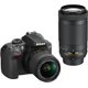 thumbnail image 1 of Cámara Digital Nikon  D3400 AF-P DX 18-55mm f/3.5-5.6G VR & AF-P DX NIKKOR 70-300mm f/4.5-6.3G ED MAS SDHC 16 GB, 1 of 2