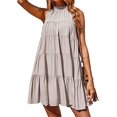 thumbnail image 2 of Women's Summer Casual Halter Dress Ruffle Tiered Flowy Short Dress Sleeveless Loose Swing Pleated Boho Mini Sundress, 2 of 7