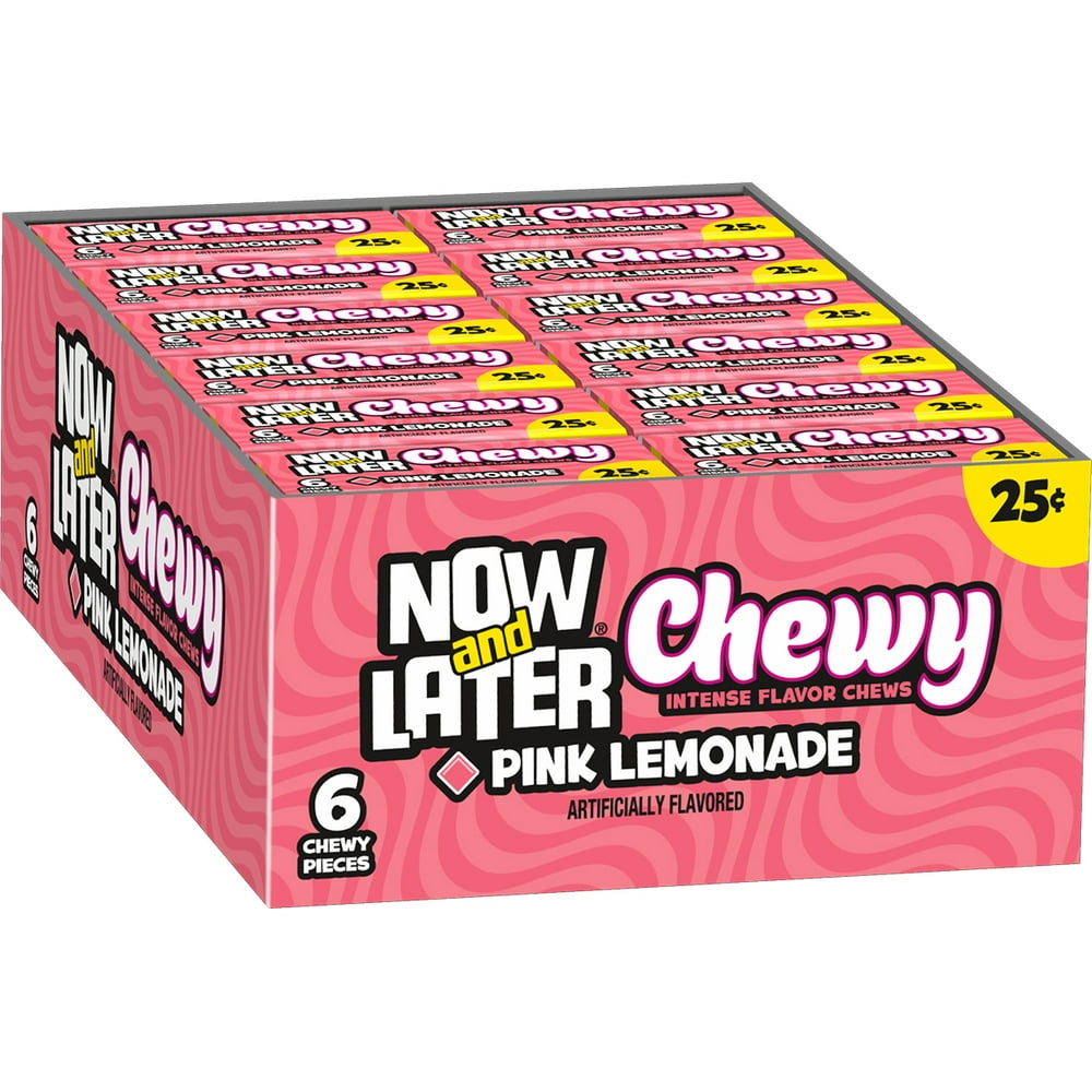 Now and Later, Pink Lemonade Chew Candy, 0.93oz (Box of 24) Walmart