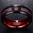 thumbnail image 3 of 8mm Tungsten Rings with Celtic Dragon for Unisex Black Red Wedding Band Ring Size 6-16, 3 of 6