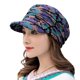 thumbnail image 3 of Xiao Hua Sombrero de ala corta plisado con flores para mujer, gorro de vendedor de periódicos, gorro de terciopelo retro cálido para invierno, gorro de artista (azul marino), 3 of 4