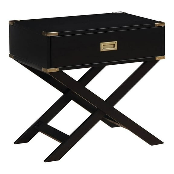 Bowery Hill Contemporary Wood X-Shape Legs End Table in Black