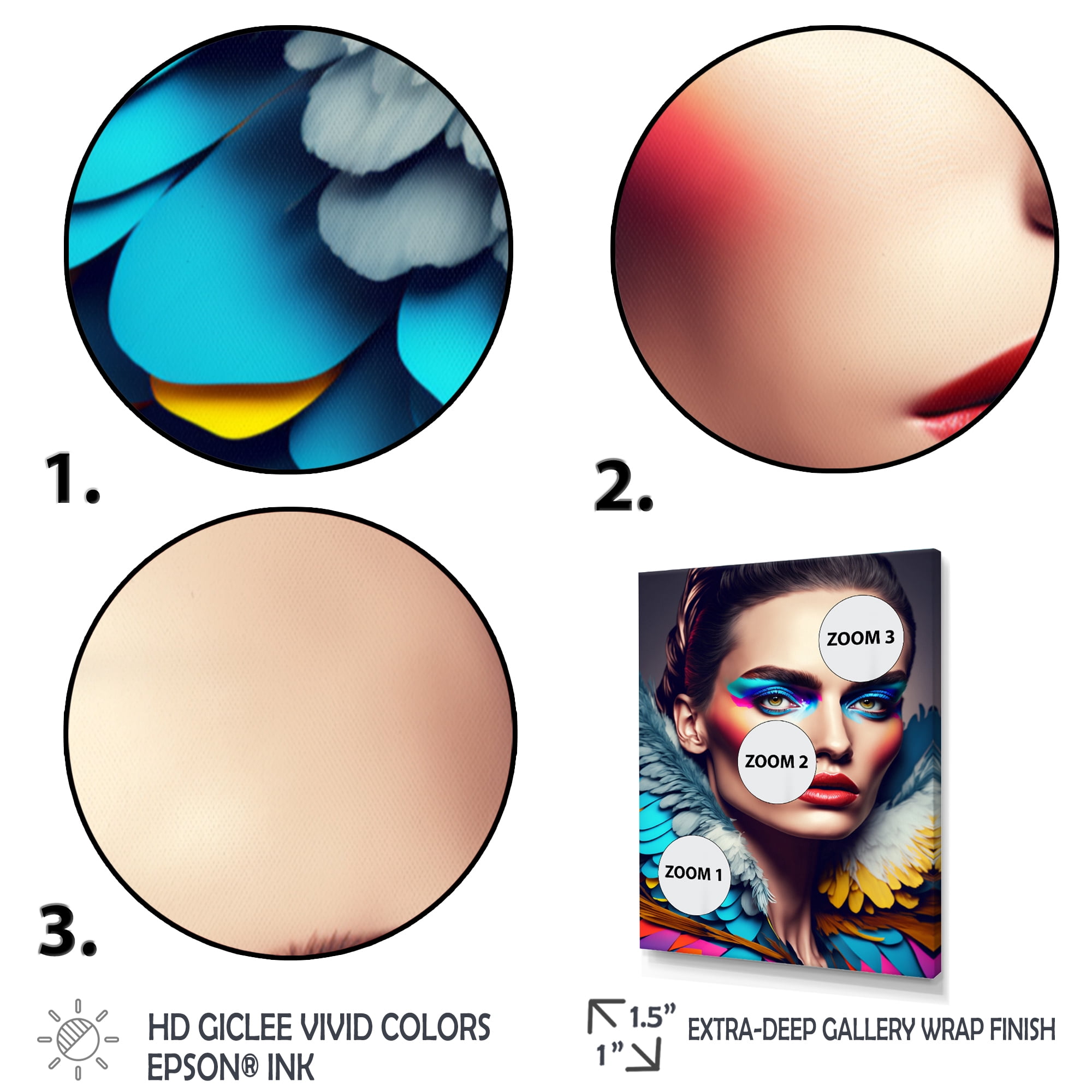 Designart Colorful Sensual Woman In Fur Coat VI Canvas Wall Art