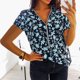 thumbnail image 1 of Pntutb Mujeres Damas Tallas grandes Estampado Cremallera Manga corta Cuello en V Suéter tops Camisa Pntutb Pntutb-4422, 1 of 6