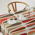 thumbnail image 2 of Modern Abstract Tablecloth, Retro Mid Century Drop Shapes Geometric Table Cover for Kitchen Daily Dinning Party Tabletop Decor, Red Orange Rectangle(60x120in), 2 of 6