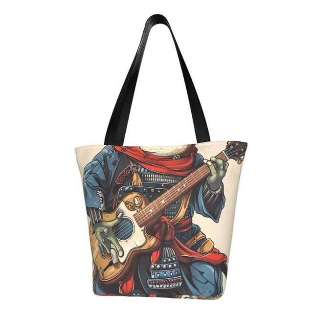 Balery Samurai Frog Guitar Bolsa de Hombro con Diseño, Bolsa Grande y Duradera, Bolsa Versátil para Compras