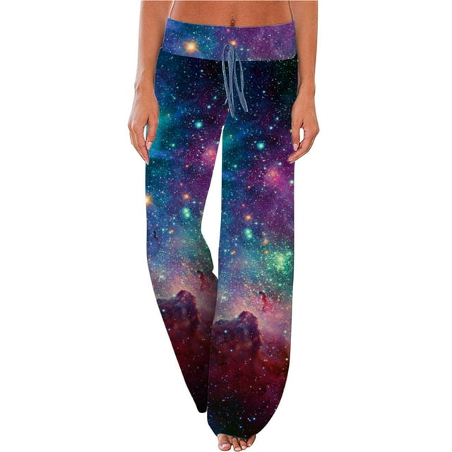 Qertyioot Wide Leg Pants for Women,Ladies Summer Printings Drawstring gings