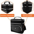 thumbnail image 4 of OPUX Insulated Dual Compartment Lunch Box Men Women | Leakproof Double Deck Lunch Bag Work Office | Soft Cooler Tote Shoulder Strap Adult | Reusable Thermal Lunch Pail Kit 12 Can, Dark Gray, 4 of 7