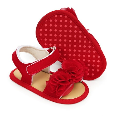 

Infant Baby Girls Summer Sandals with Flower Bowknot Soft Sole Newborn First Walker Crib Dress Shoes