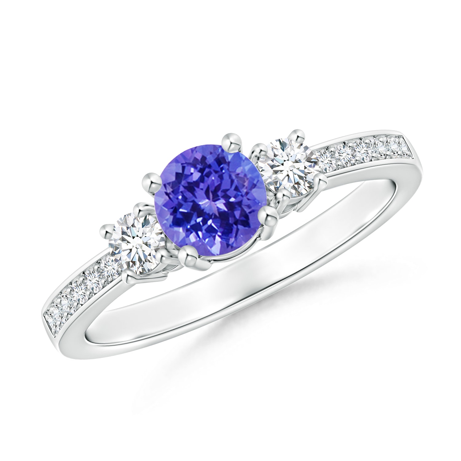 Angara - December Birthstone Ring - Classic Three Stone Tanzanite and ...